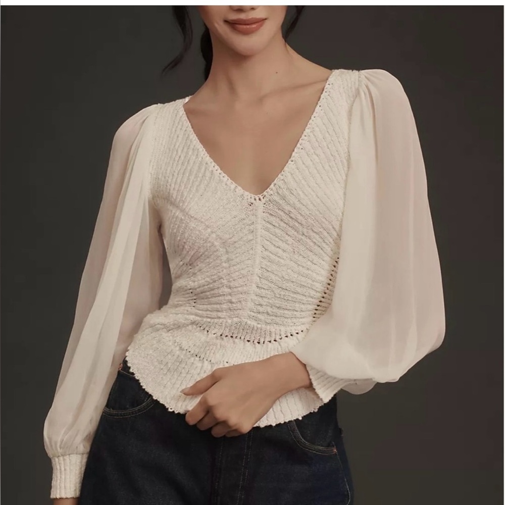 NWT- Anthropologie Long Sleeve V-neck Sweater
Size M
